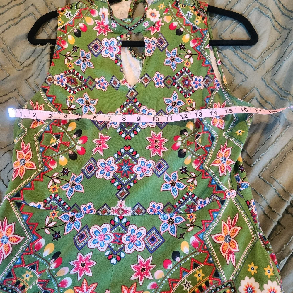 New York and Company green, red, blue, white sleeveless floral dress. Si… - Picture 7 of 11